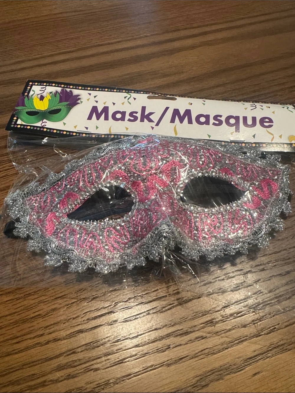 Party Eye Mask - Pink and Silver Masquerade Mask